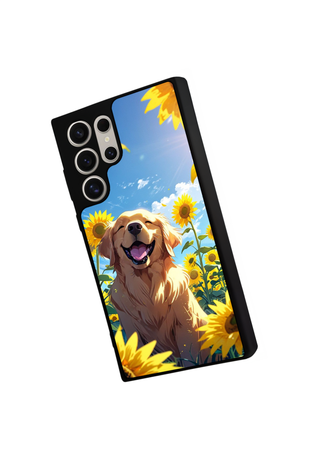 Samsung Galaxy S24 Ultra Uyumlu Golden Kopek Tasarımlı Glossy Premium Kılıf