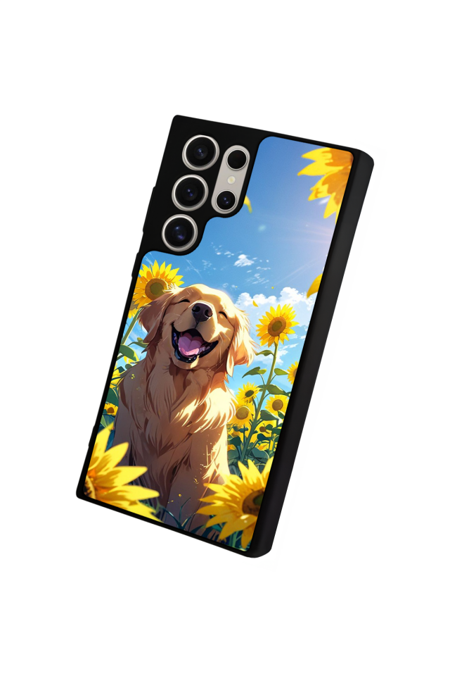 Samsung Galaxy S24 Ultra Uyumlu Golden Kopek Tasarımlı Glossy Premium Kılıf