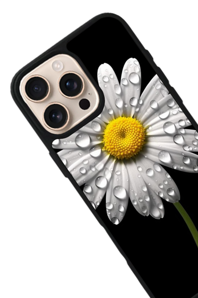 iPhone 14 Pro Uyumlu Papatya Tasarımlı Glossy Premium Kılıf