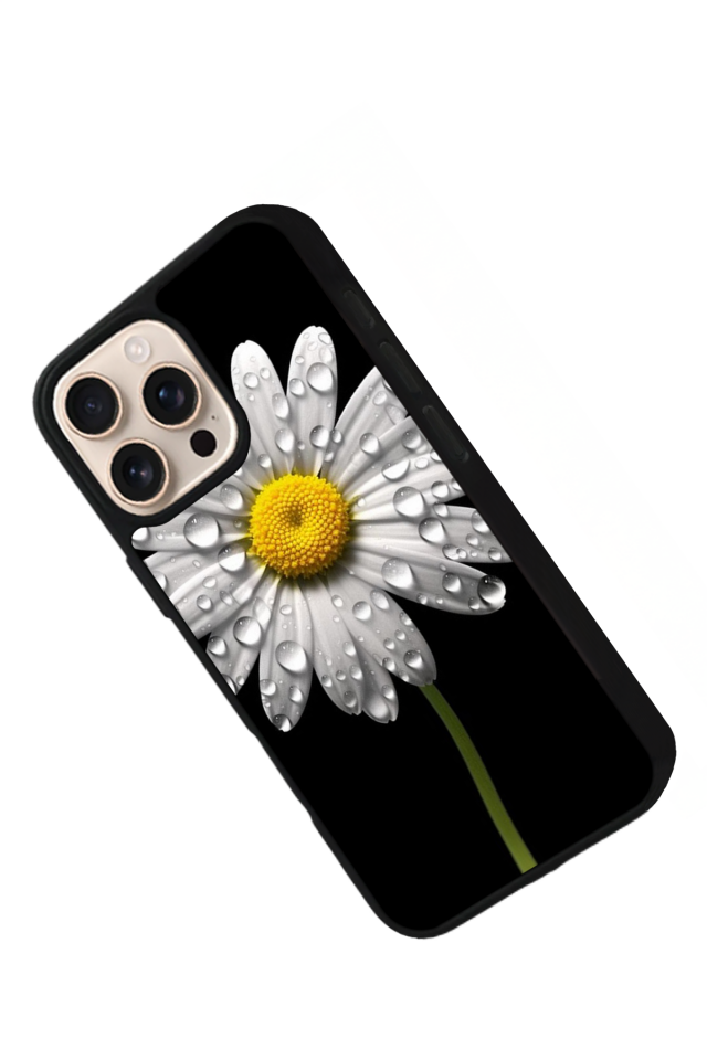 iPhone 14 Pro Uyumlu Papatya Tasarımlı Glossy Premium Kılıf