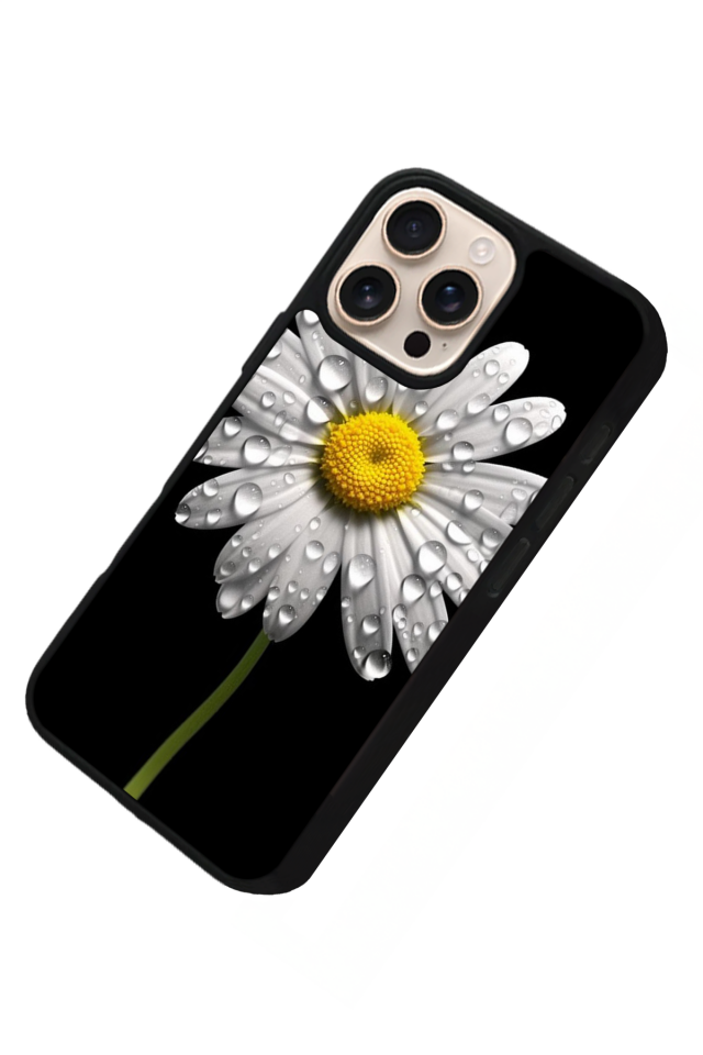 iPhone 14 Pro Uyumlu Papatya Tasarımlı Glossy Premium Kılıf
