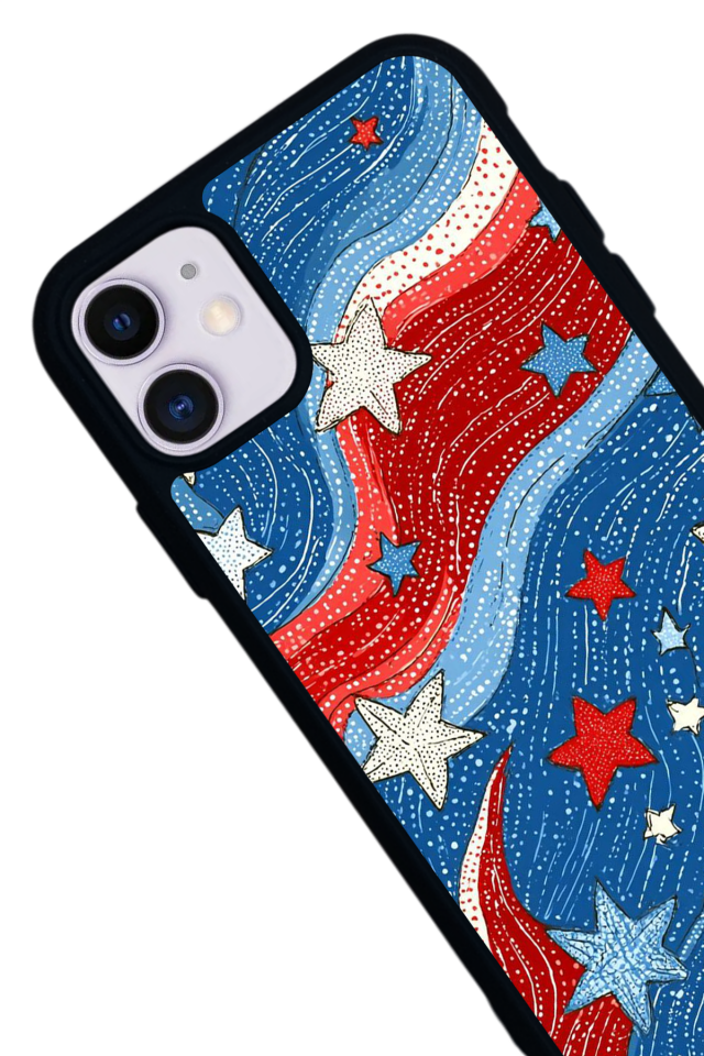 iPhone 11 Uyumlu Retro Yildizlar Tasarımlı Glossy Premium Kılıf