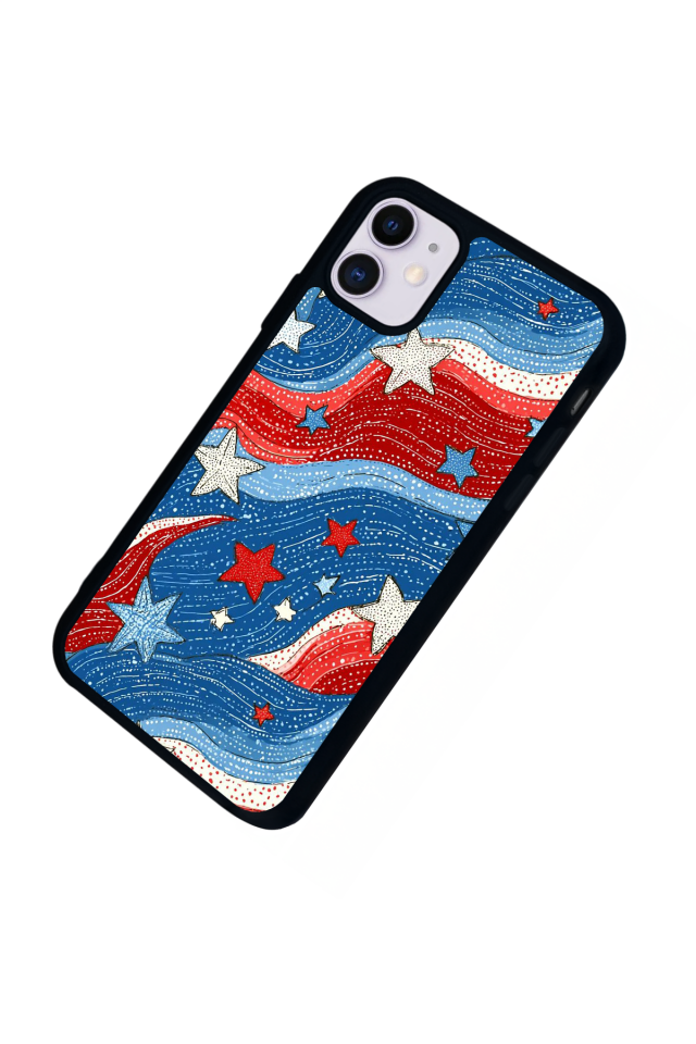 iPhone 11 Uyumlu Retro Yildizlar Tasarımlı Glossy Premium Kılıf