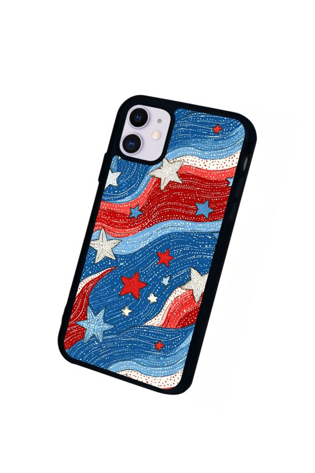 iPhone 11 Uyumlu Retro Yildizlar Tasarımlı Glossy Premium Kılıf