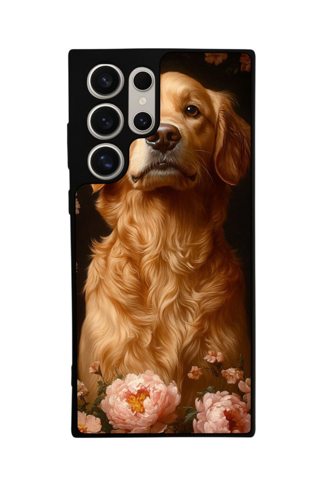 Samsung Galaxy S24 Ultra Uyumlu Golden Kopek Tasarımlı Glossy Premium Kılıf