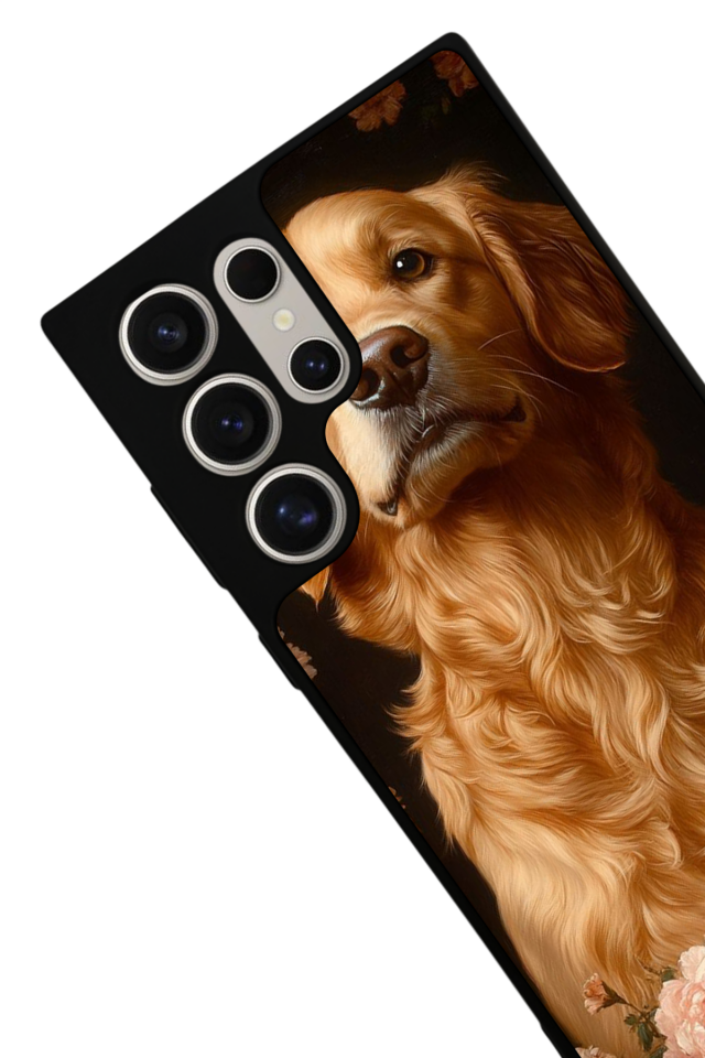 Samsung Galaxy S24 Ultra Uyumlu Golden Kopek Tasarımlı Glossy Premium Kılıf