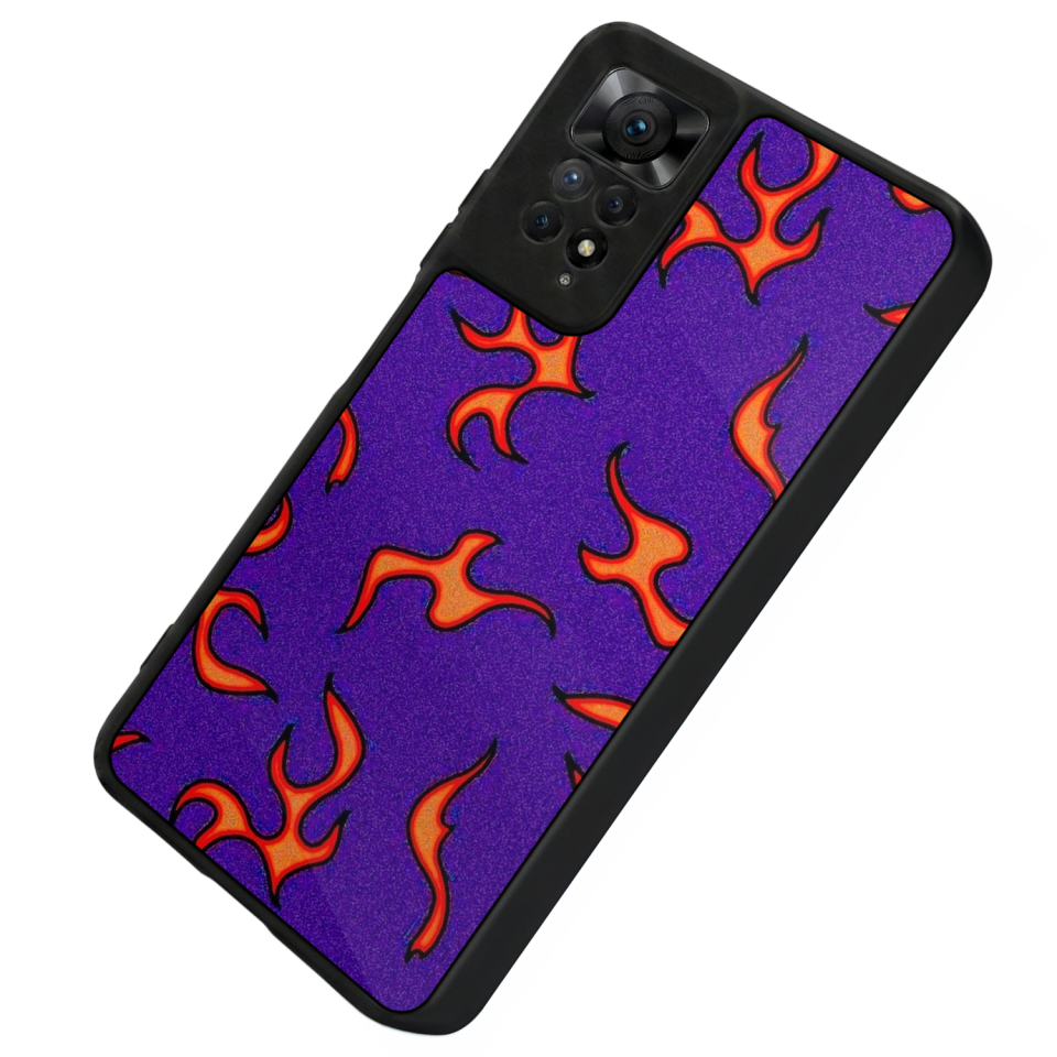 Xiaomi Redmi Note 11 Pro Uyumlu Retro Flame Patterns Tasarımlı Glossy Premium Kılıf