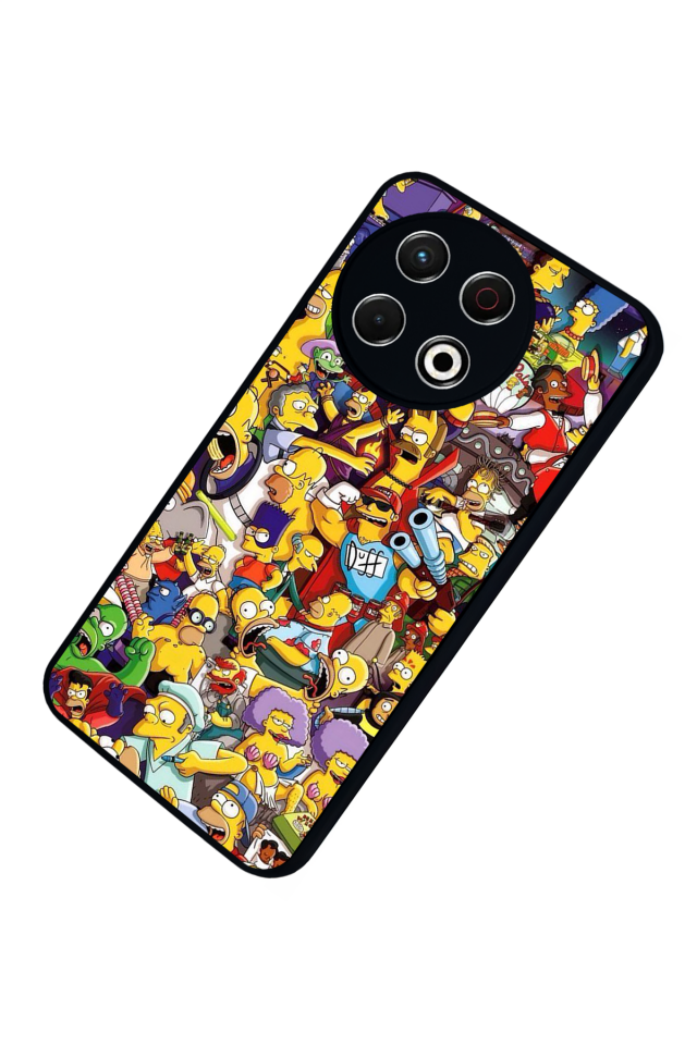 Tecno Spark 30 Pro Uyumlu The Simpsons Tasarımlı Glossy Premium Kılıf