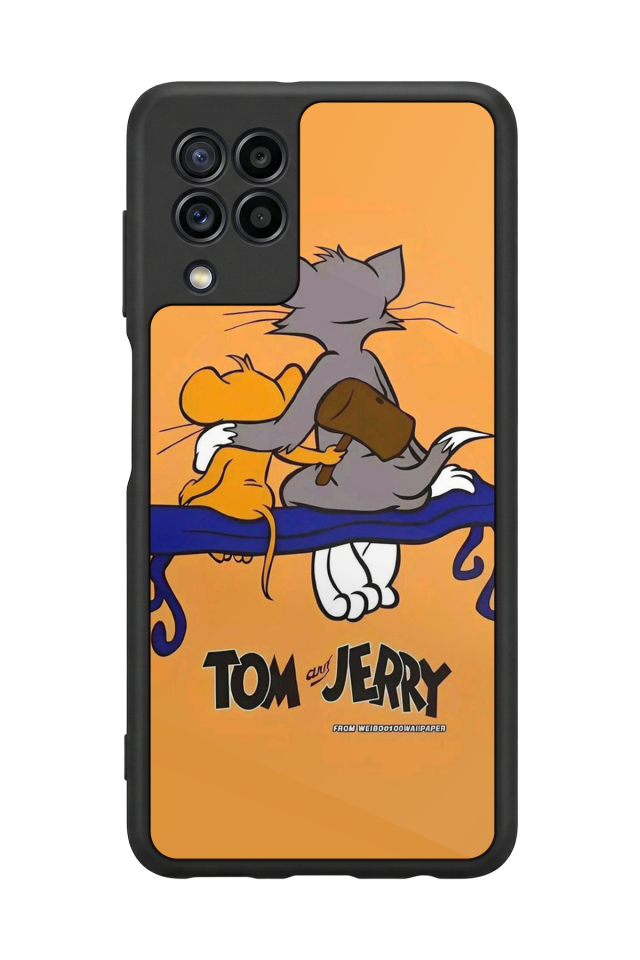 Samsung Galaxy M32 Uyumlu Tom And Jerry Tasarımlı Glossy Premium Kılıf