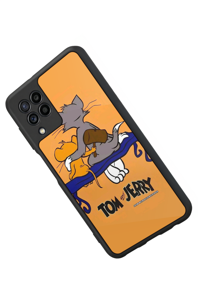 Samsung Galaxy M32 Uyumlu Tom And Jerry Tasarımlı Glossy Premium Kılıf