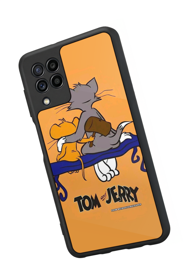 Samsung Galaxy M32 Uyumlu Tom And Jerry Tasarımlı Glossy Premium Kılıf