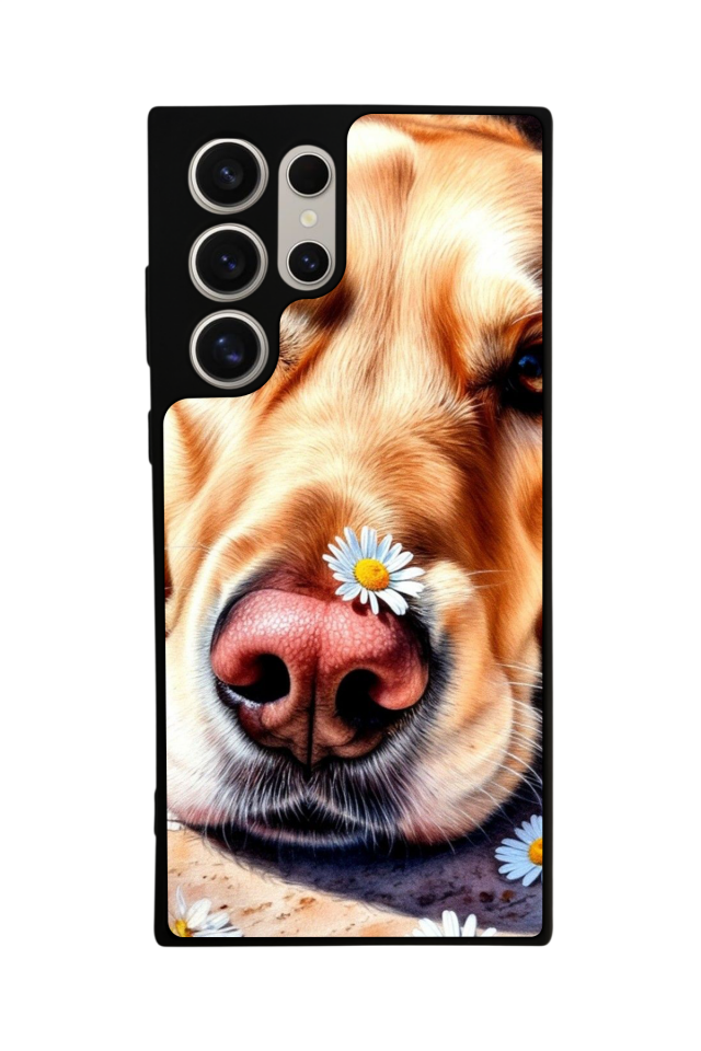 Samsung Galaxy S24 Ultra Uyumlu Golden Kopek Tasarımlı Glossy Premium Kılıf