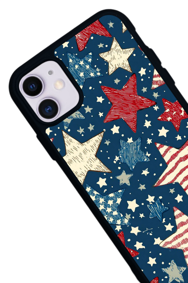 iPhone 11 Uyumlu Retro Yildizlar Tasarımlı Glossy Premium Kılıf