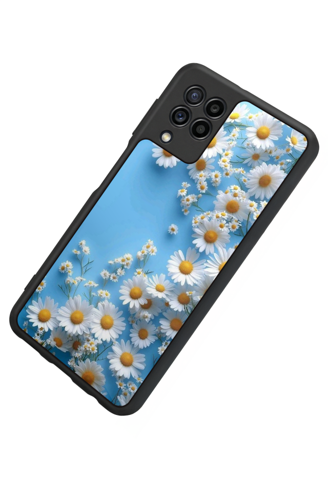 Samsung Galaxy M22 Uyumlu Cicek Tasarımlı Glossy Premium Kılıf