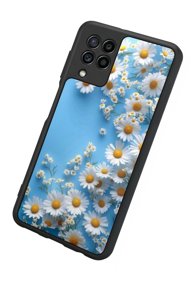 Samsung Galaxy M22 Uyumlu Cicek Tasarımlı Glossy Premium Kılıf