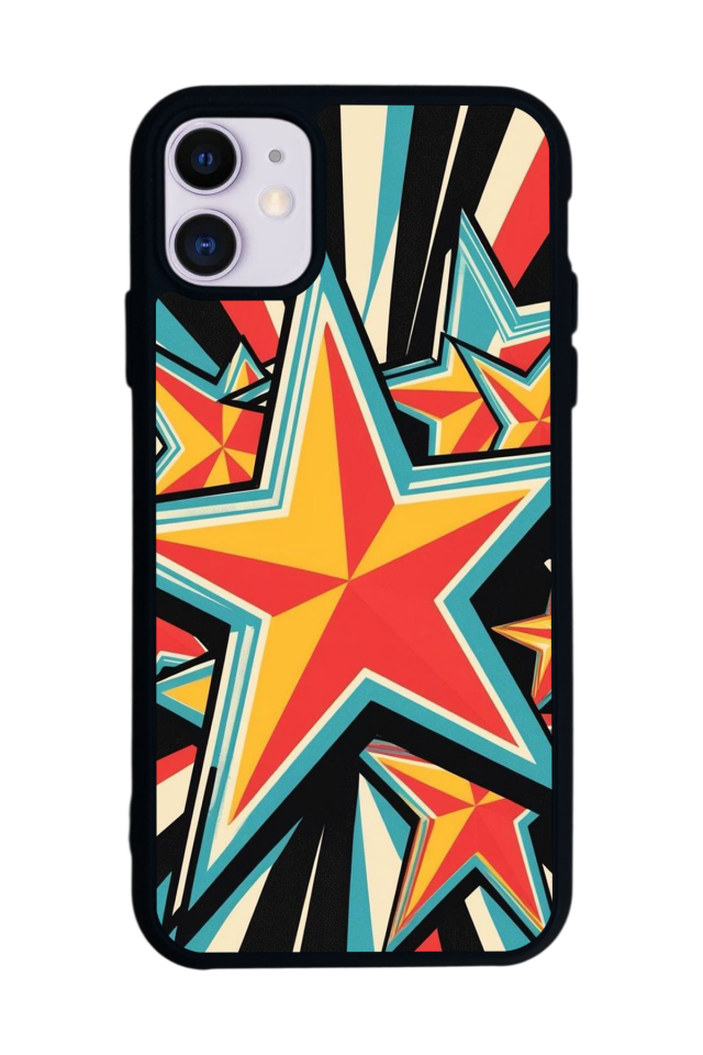 iPhone 11 Uyumlu Retro Yildizlar Tasarımlı Glossy Premium Kılıf