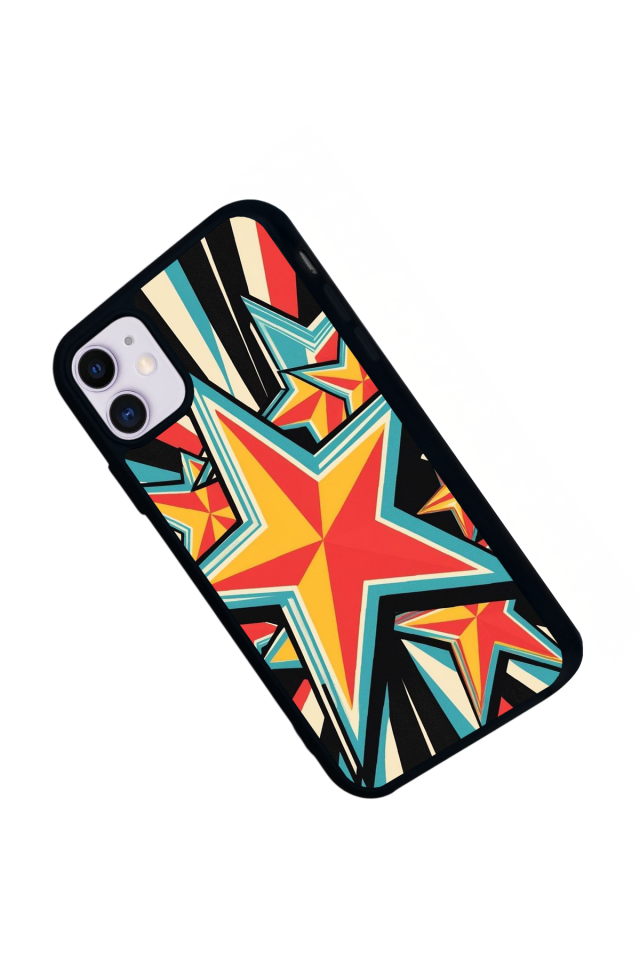 iPhone 11 Uyumlu Retro Yildizlar Tasarımlı Glossy Premium Kılıf