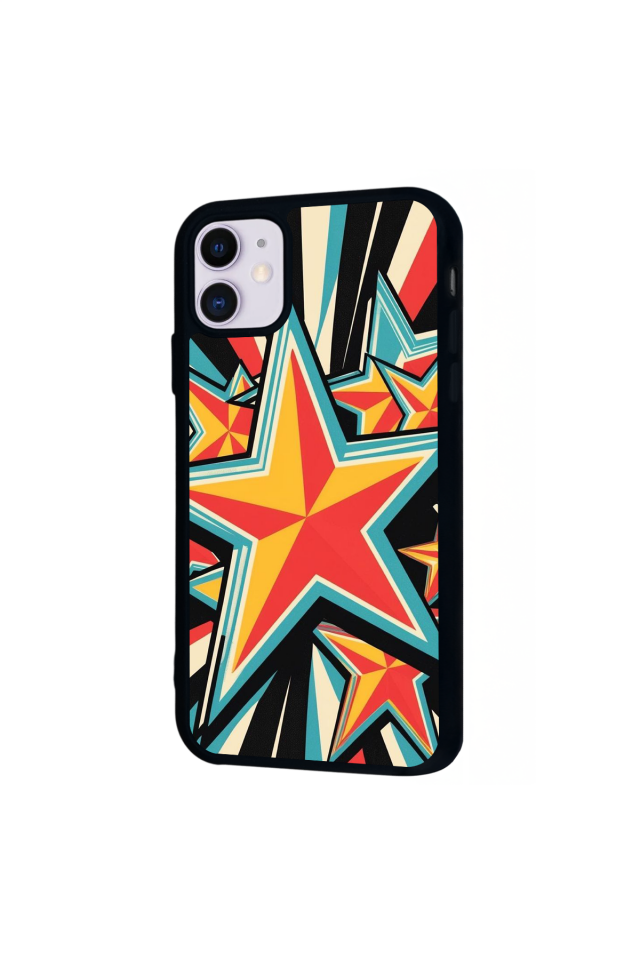 iPhone 11 Uyumlu Retro Yildizlar Tasarımlı Glossy Premium Kılıf