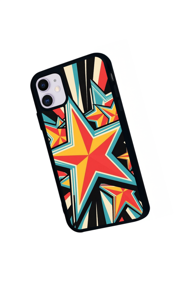 iPhone 11 Uyumlu Retro Yildizlar Tasarımlı Glossy Premium Kılıf