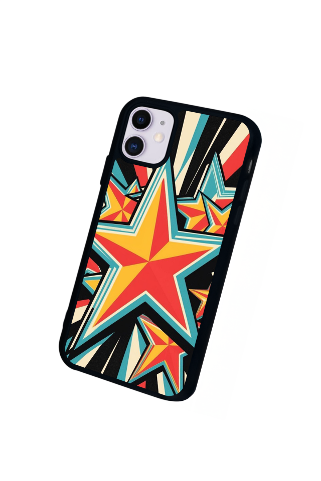 iPhone 11 Uyumlu Retro Yildizlar Tasarımlı Glossy Premium Kılıf