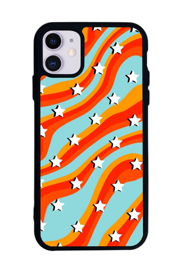 iPhone 11 Uyumlu Retro Yildizlar Tasarımlı Glossy Premium Kılıf