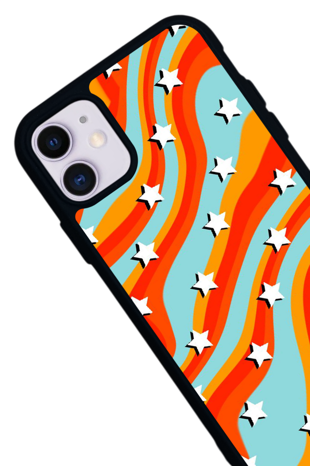 iPhone 11 Uyumlu Retro Yildizlar Tasarımlı Glossy Premium Kılıf