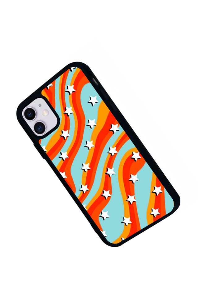 iPhone 11 Uyumlu Retro Yildizlar Tasarımlı Glossy Premium Kılıf