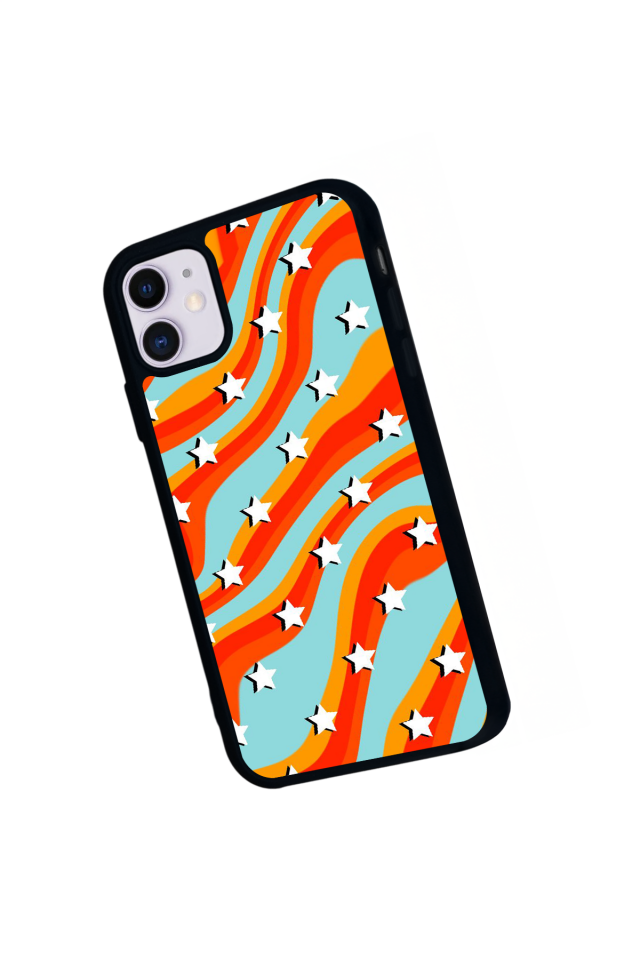 iPhone 11 Uyumlu Retro Yildizlar Tasarımlı Glossy Premium Kılıf