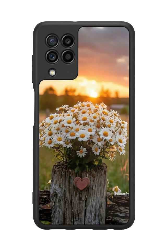 Samsung Galaxy M22 Uyumlu Cicek Tasarımlı Glossy Premium Kılıf