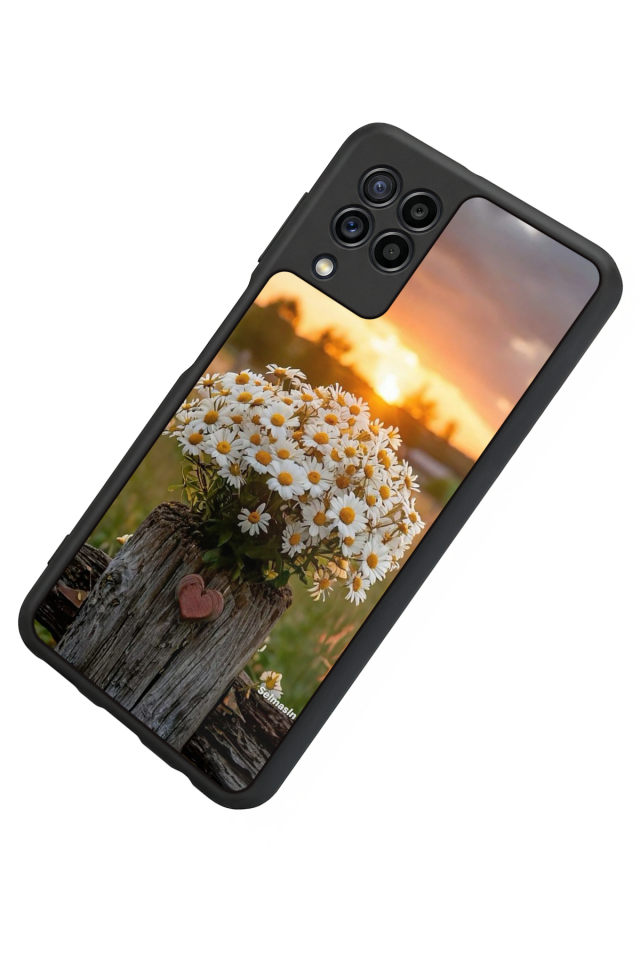 Samsung Galaxy M22 Uyumlu Cicek Tasarımlı Glossy Premium Kılıf