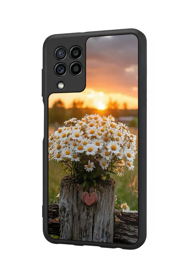 Samsung Galaxy M22 Uyumlu Cicek Tasarımlı Glossy Premium Kılıf