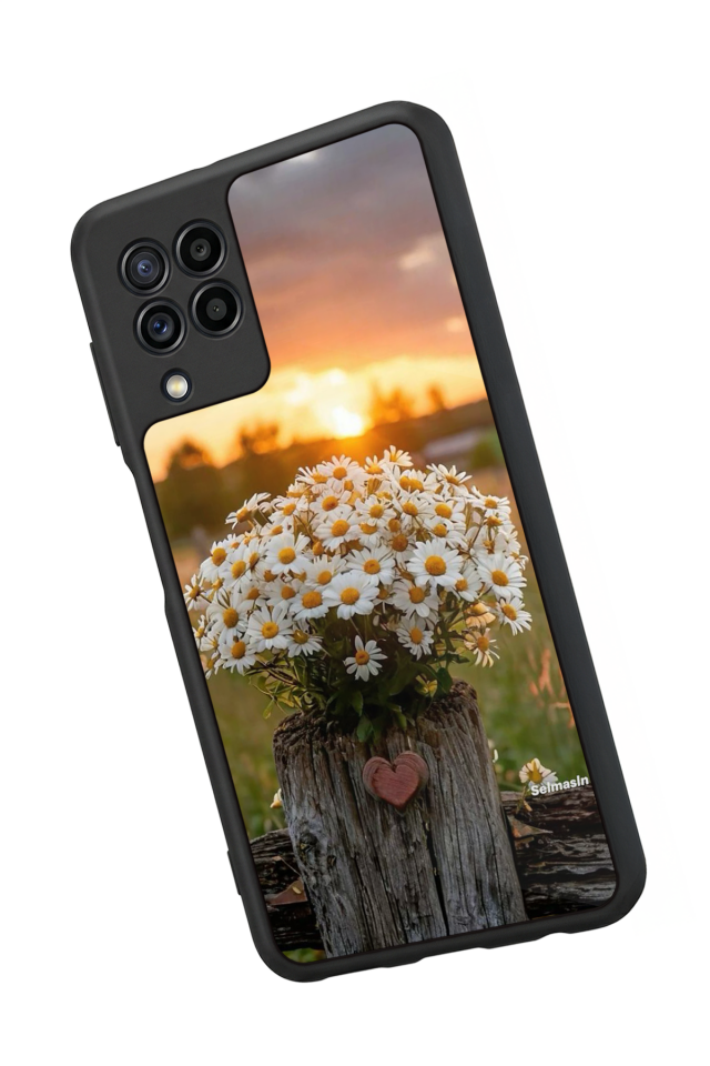 Samsung Galaxy M22 Uyumlu Cicek Tasarımlı Glossy Premium Kılıf