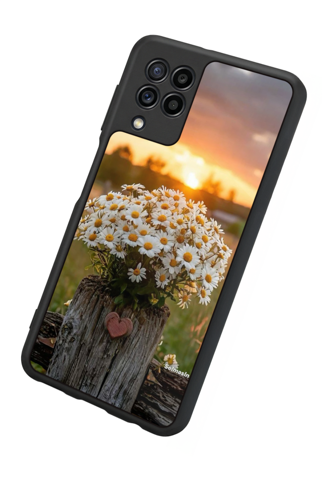 Samsung Galaxy M22 Uyumlu Cicek Tasarımlı Glossy Premium Kılıf