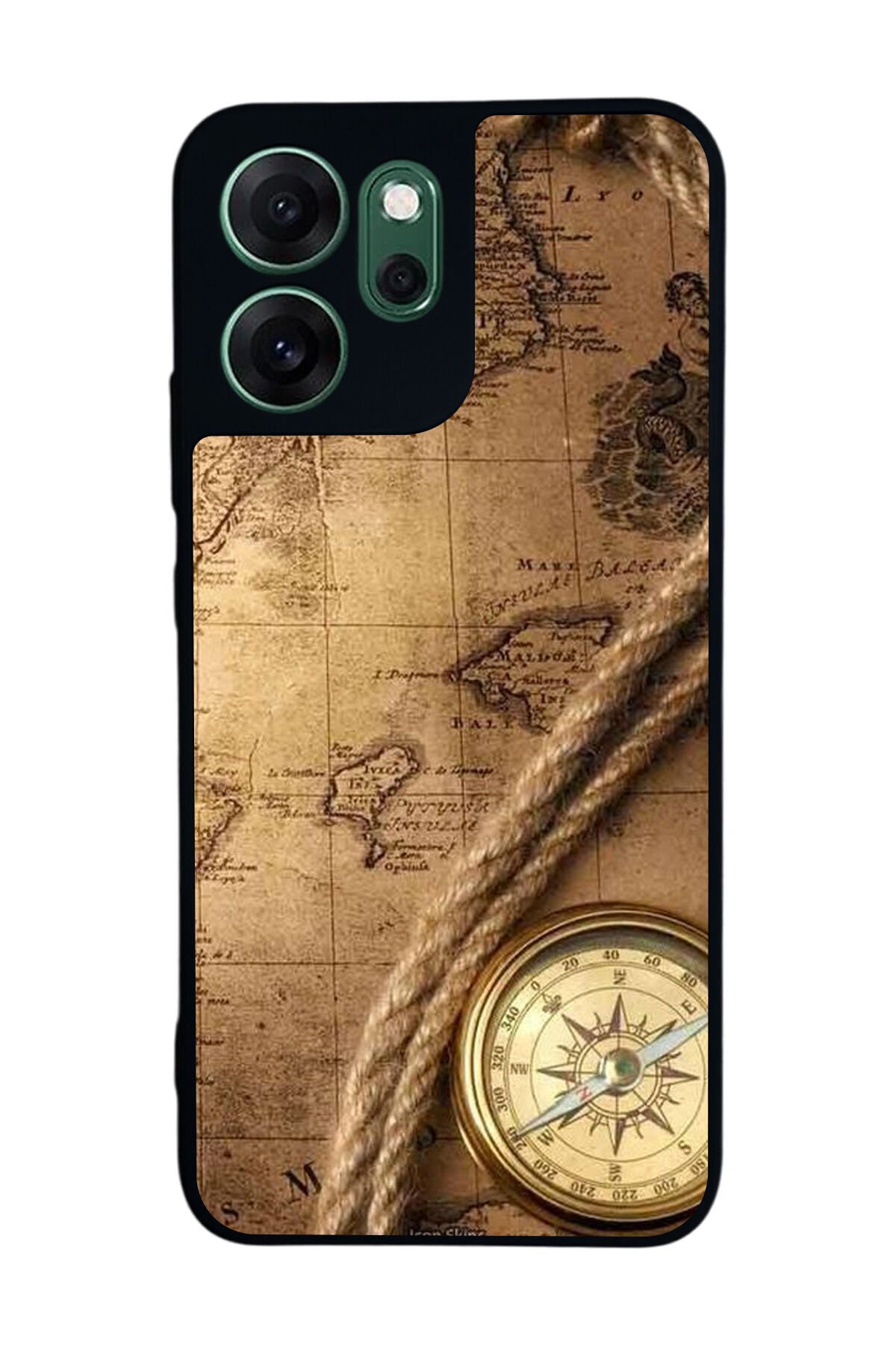 Oppo Reno 14F Uyumlu Pusula Tasarımlı Glossy Premium Kılıf