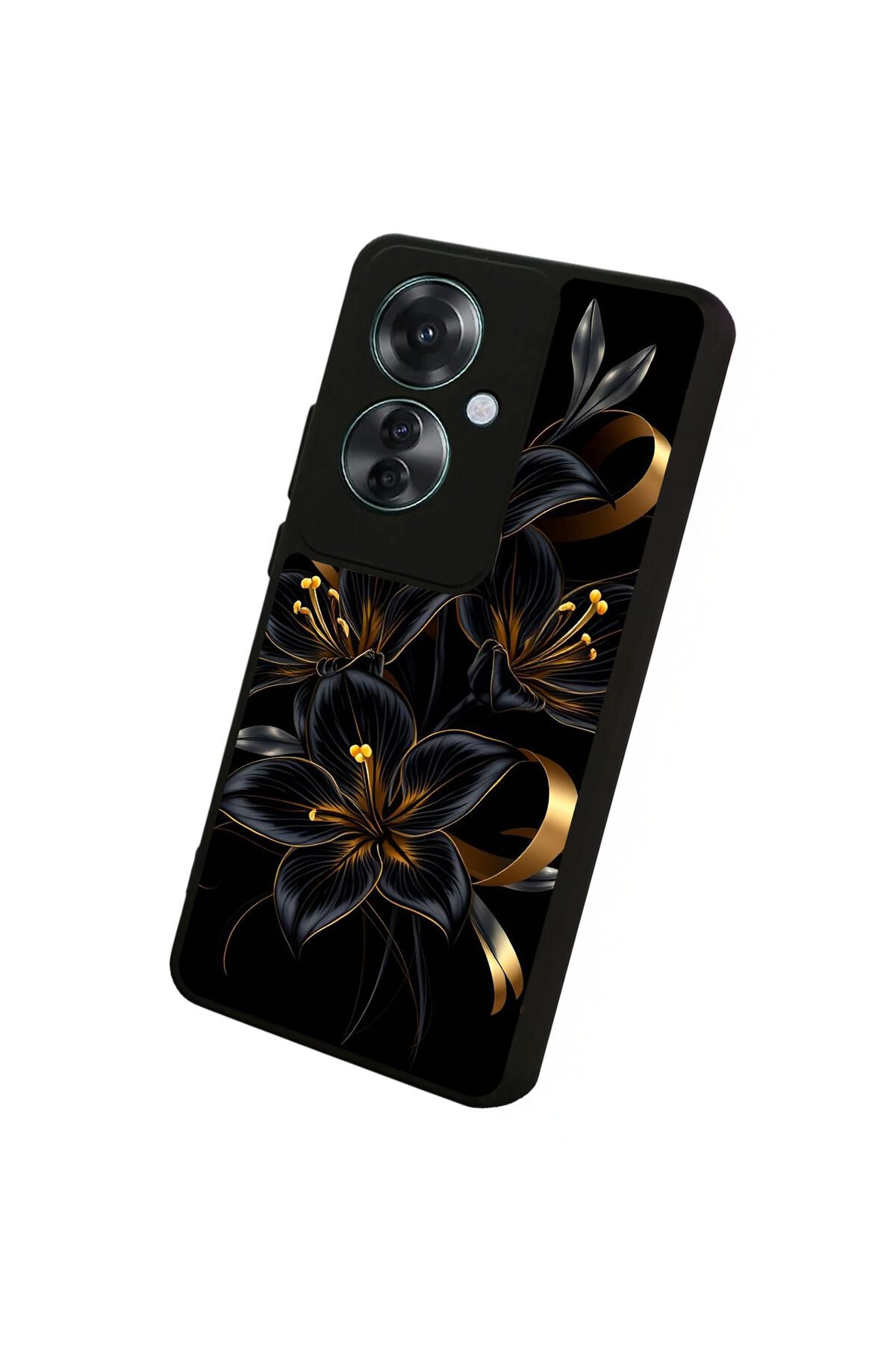 Oppo Reno 11F Uyumlu Yaldizli Cicek Tasarımlı Glossy Premium Kılıf
