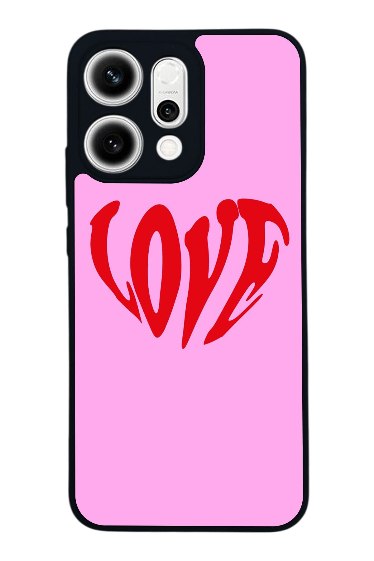 Oppo Reno 14 Uyumlu Kalp Love Tasarımlı Glossy Premium Kılıf