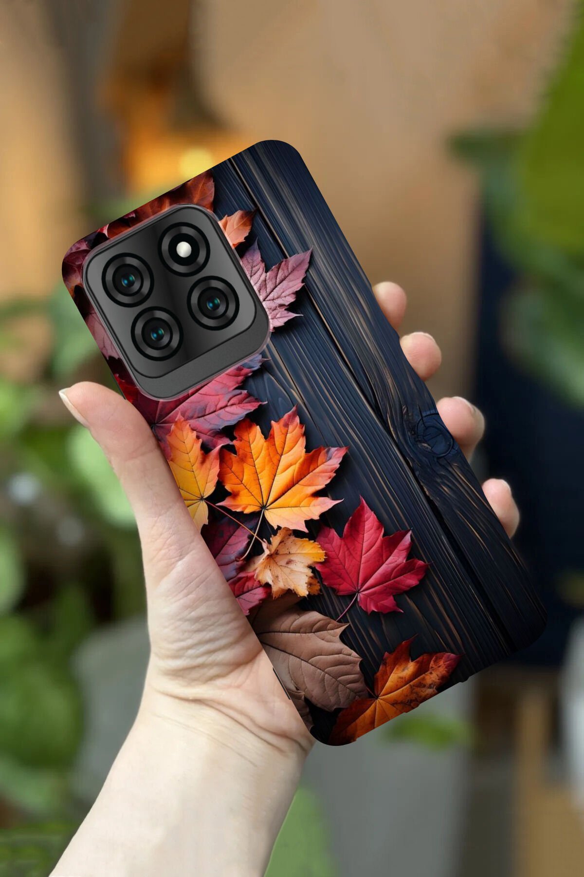 Reeder S71 Uyumlu Kamera Korumalı Sonbahar Yaprakları Desenli HD Baskılı Silikon Kılıf