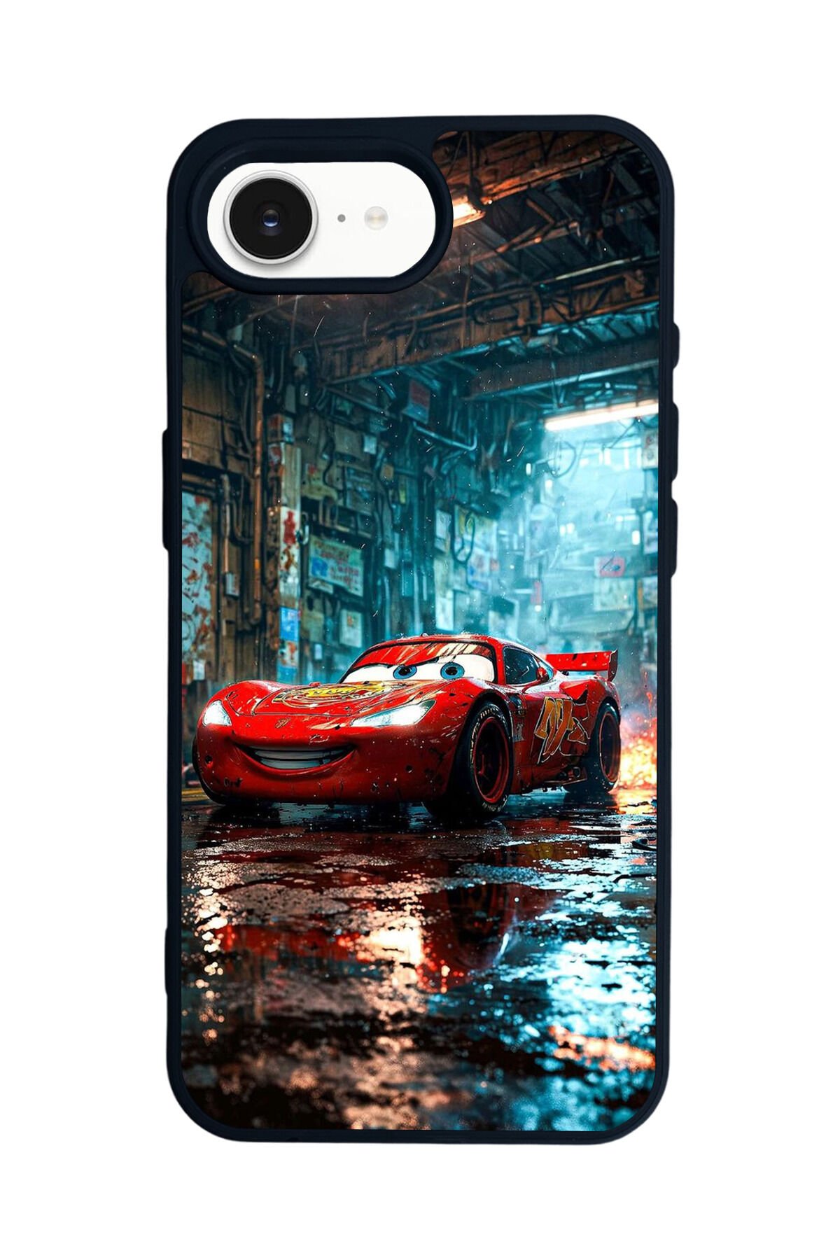 iPhone 16E Uyumlu Şimsek McQueen Tasarımlı Glossy Premium Kılıf