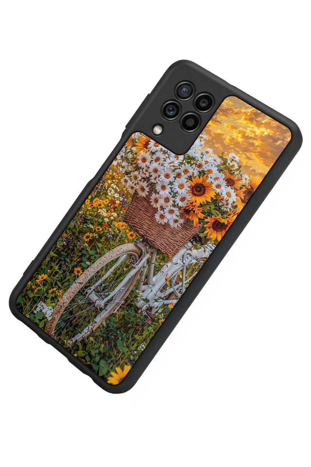 Samsung Galaxy M22 Uyumlu Cicek Tasarımlı Glossy Premium Kılıf