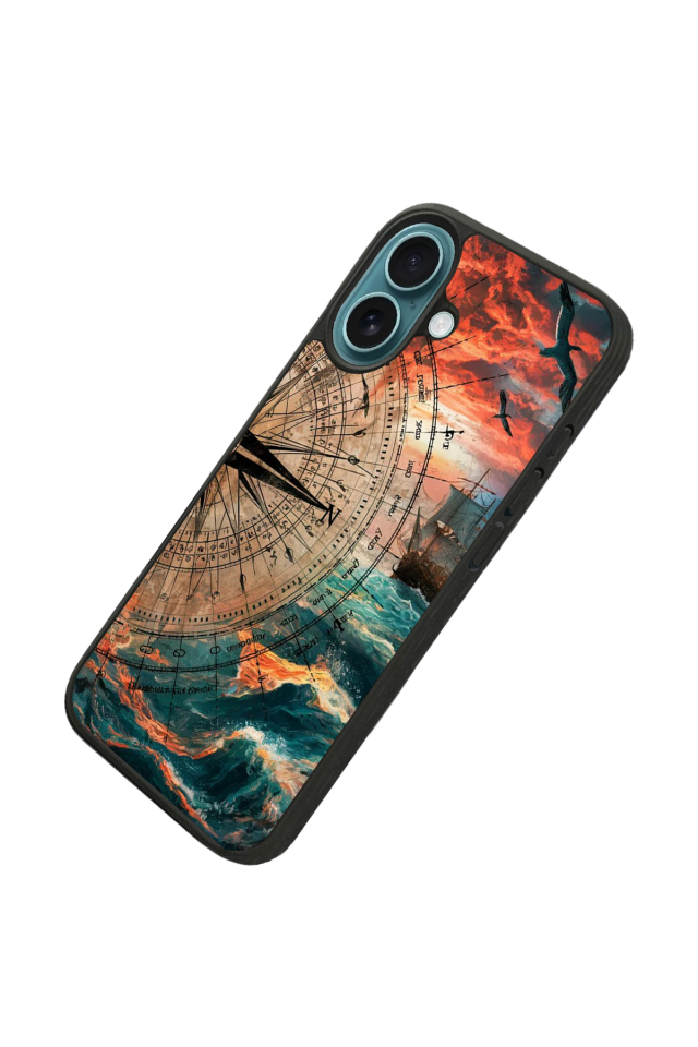 iPhone 16 Uyumlu Pusula Tasarımlı Glossy Premium Kılıf