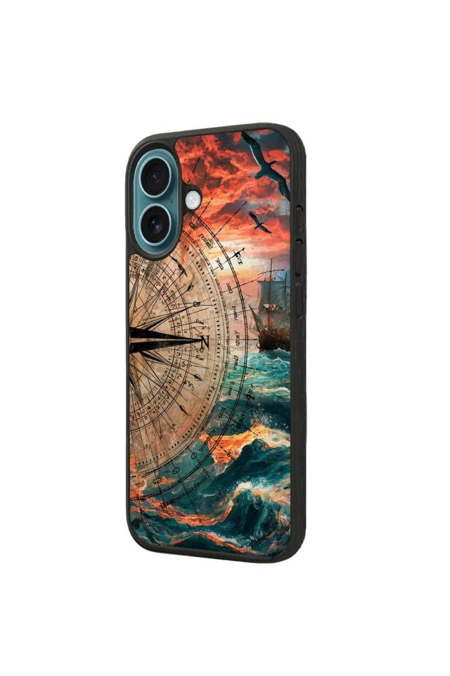 iPhone 16 Uyumlu Pusula Tasarımlı Glossy Premium Kılıf