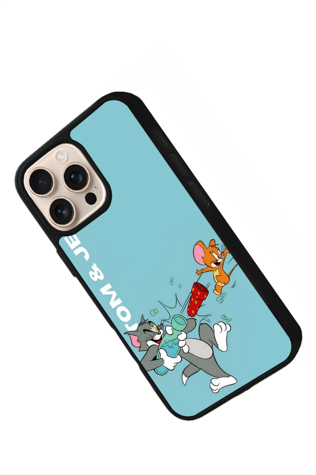 iPhone 16 Pro Uyumlu Tom And Jerry Tasarımlı Glossy Premium Kılıf
