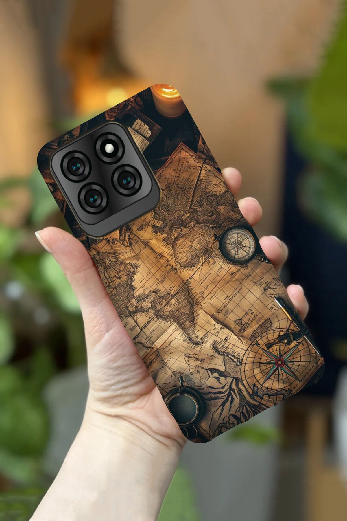 Reeder S71 Uyumlu Kamera Korumalı Eskitme Harita Desenli HD Baskılı Silikon Kılıf