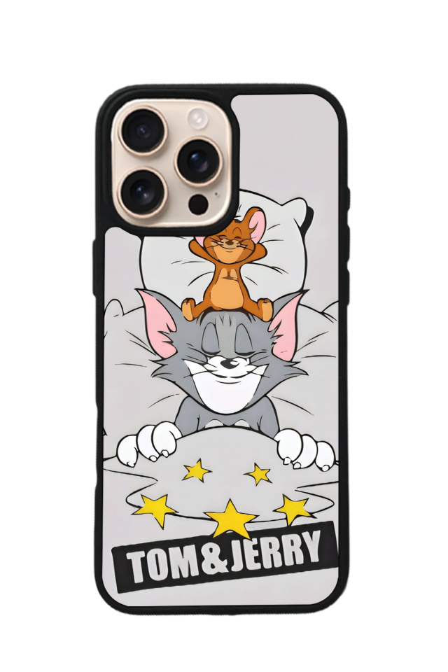 iPhone 16 Pro Uyumlu Tom And Jerry Tasarımlı Glossy Premium Kılıf