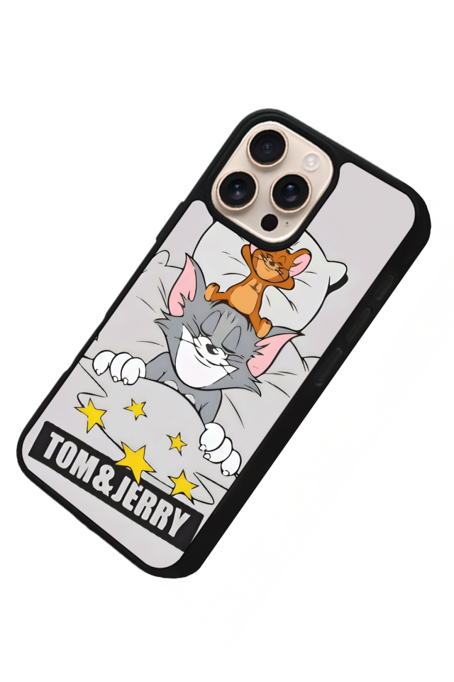 iPhone 16 Pro Uyumlu Tom And Jerry Tasarımlı Glossy Premium Kılıf