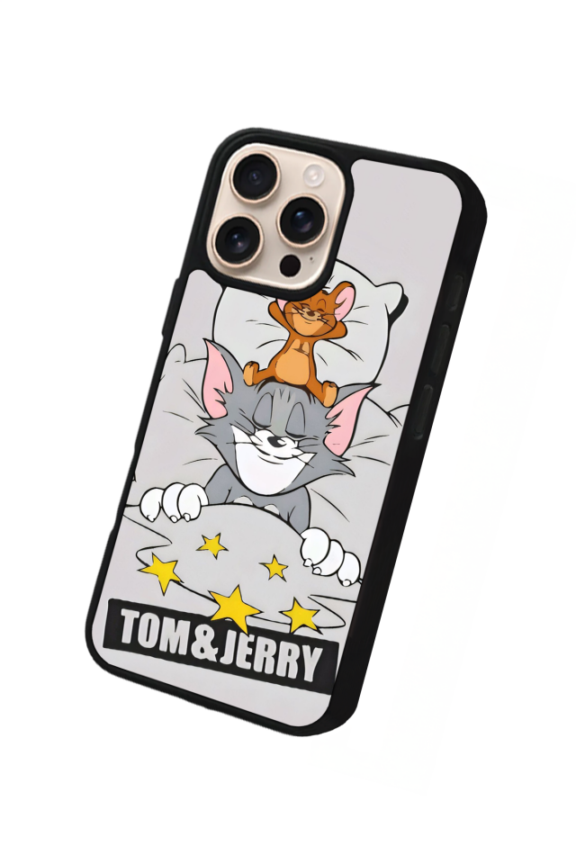 iPhone 16 Pro Uyumlu Tom And Jerry Tasarımlı Glossy Premium Kılıf
