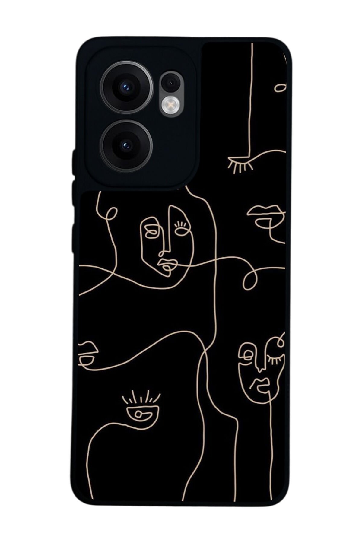 Oppo Reno 13F Uyumlu Line Art Tasarımlı Glossy Premium Kılıf