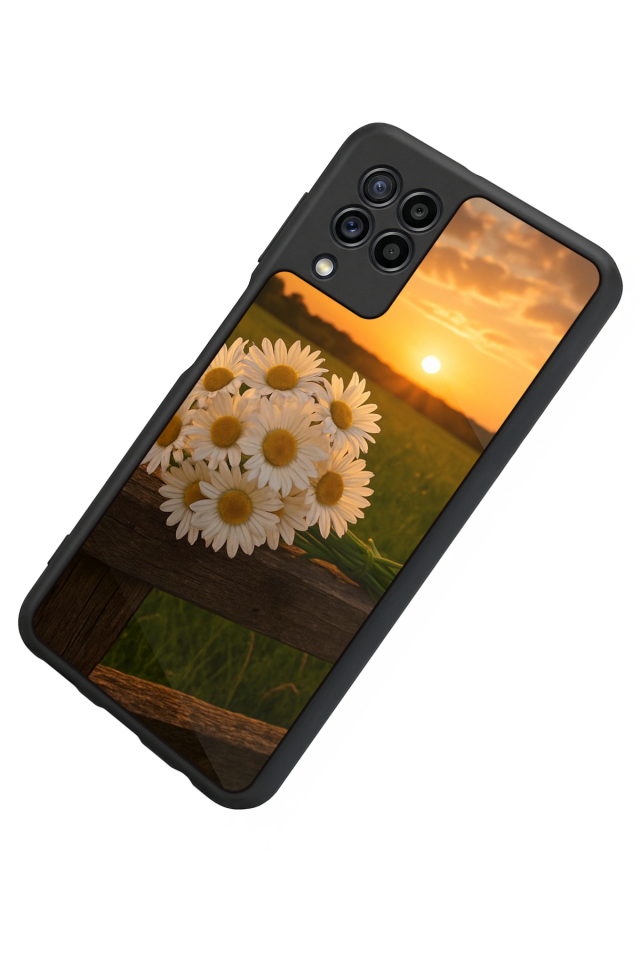 Samsung Galaxy M22 Uyumlu Cicek Tasarımlı Glossy Premium Kılıf