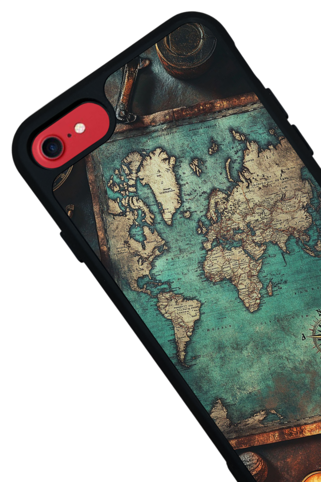 iPhone 8 Uyumlu Harita Tasarımlı Glossy Premium Kılıf