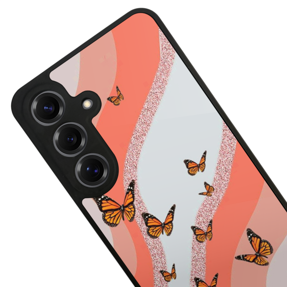 Samsung Galaxy S25 Uyumlu Kelebek Tasarımlı Glossy Premium Kılıf